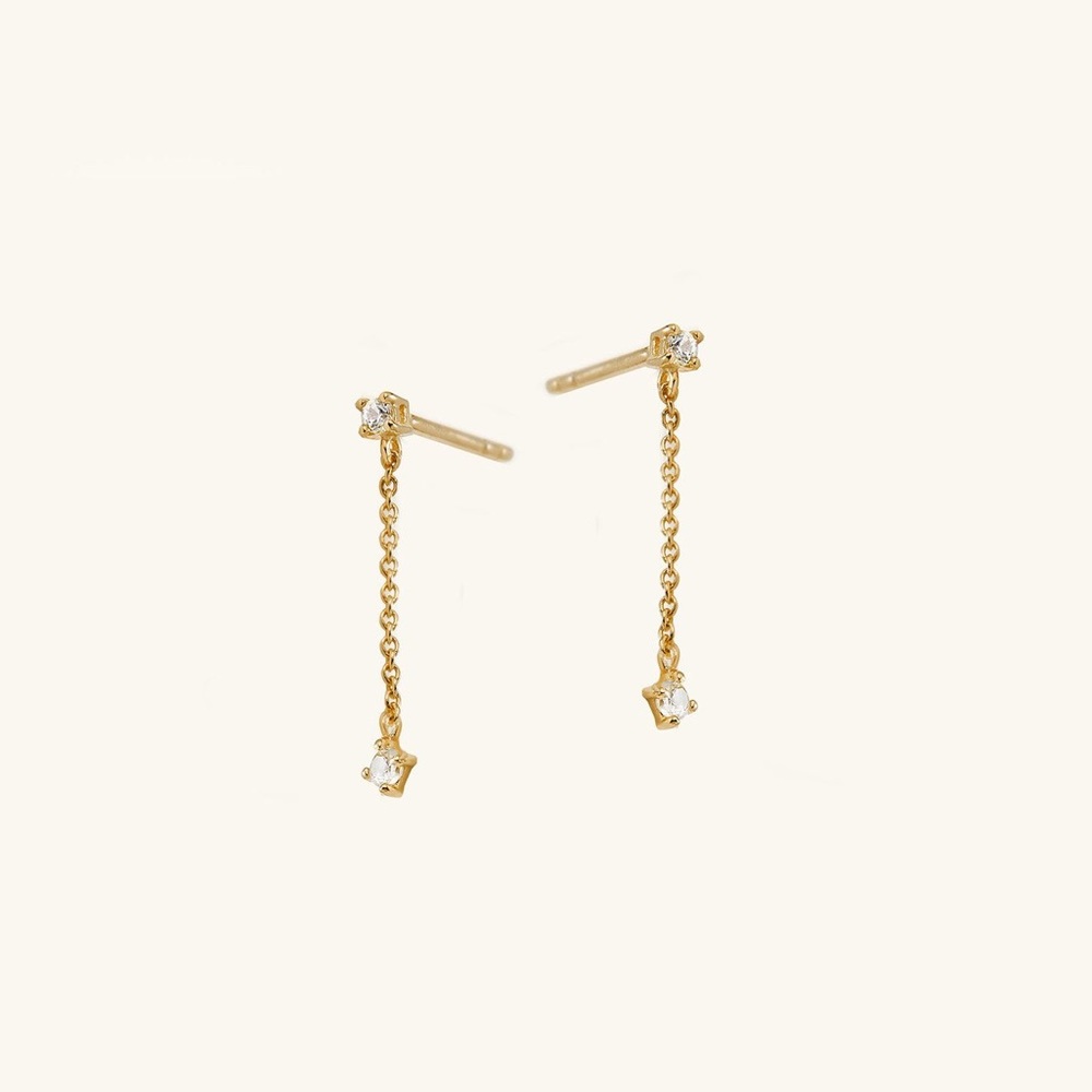 MEJURI | Double Sapphire Chain Earrings